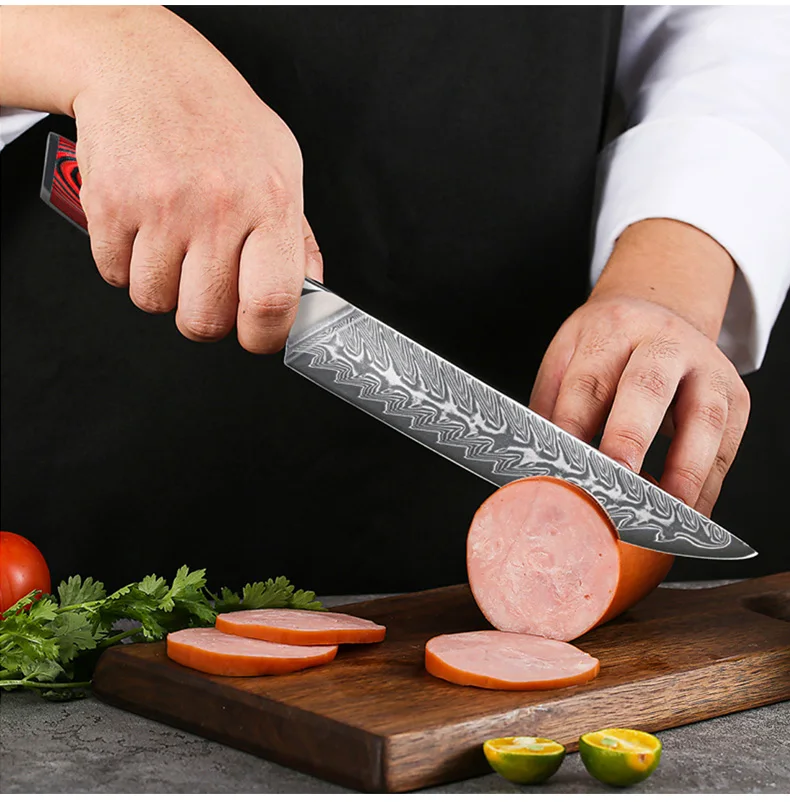 Drop Shipping High Quality Professional  Damascus Steel VG10 Core Steel 6 PCS Japanese Kitchen Knife Set Chef Knife Set