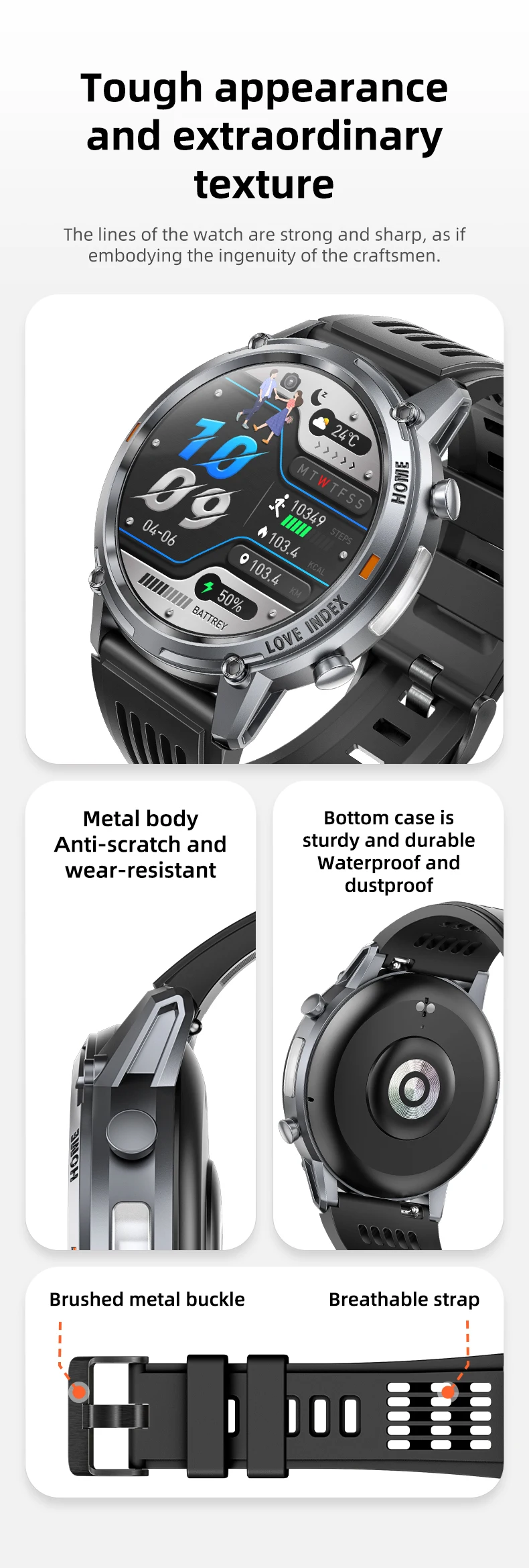 S350 Love Tests Smart Watch 2026 1.53inch TFT HD Screen IP68 Heart Rate Monitoring BT Call Sport Smart Watch for Men