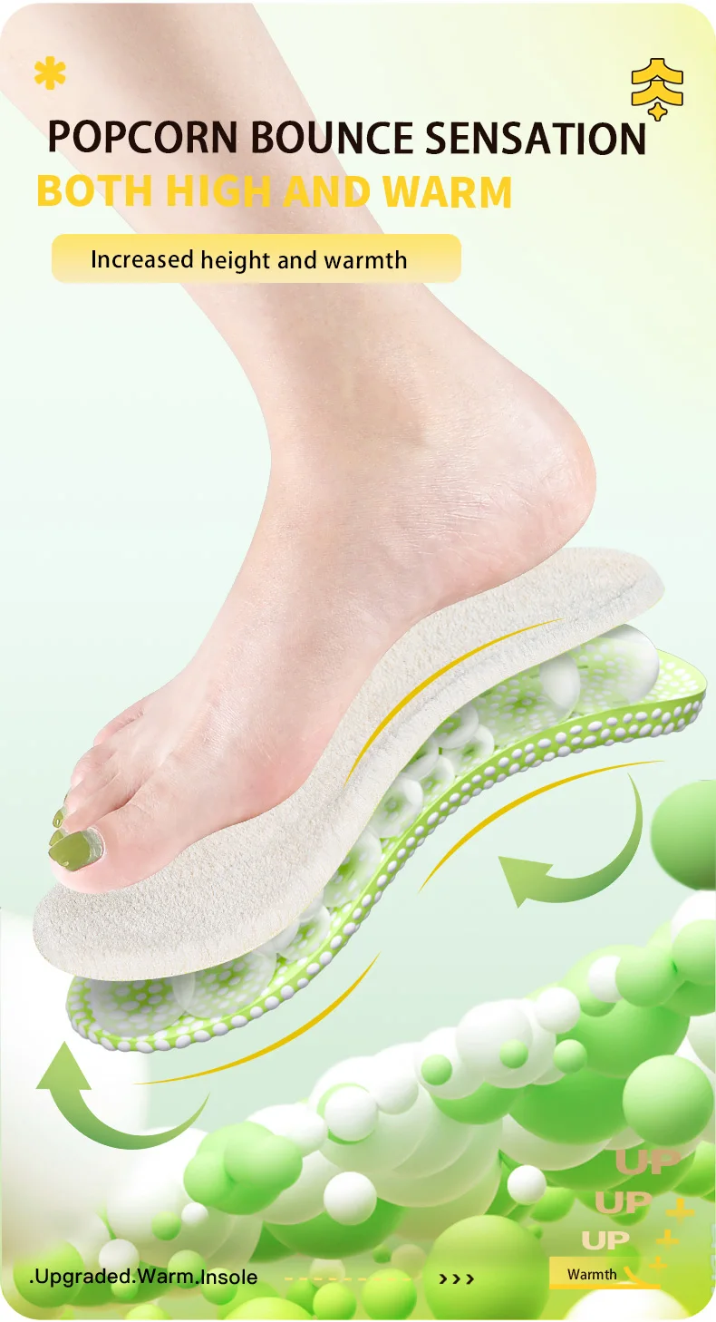 Winter Warm Height-Increasing Insoles, Fluffy Thermal Inserts for Cold Protection