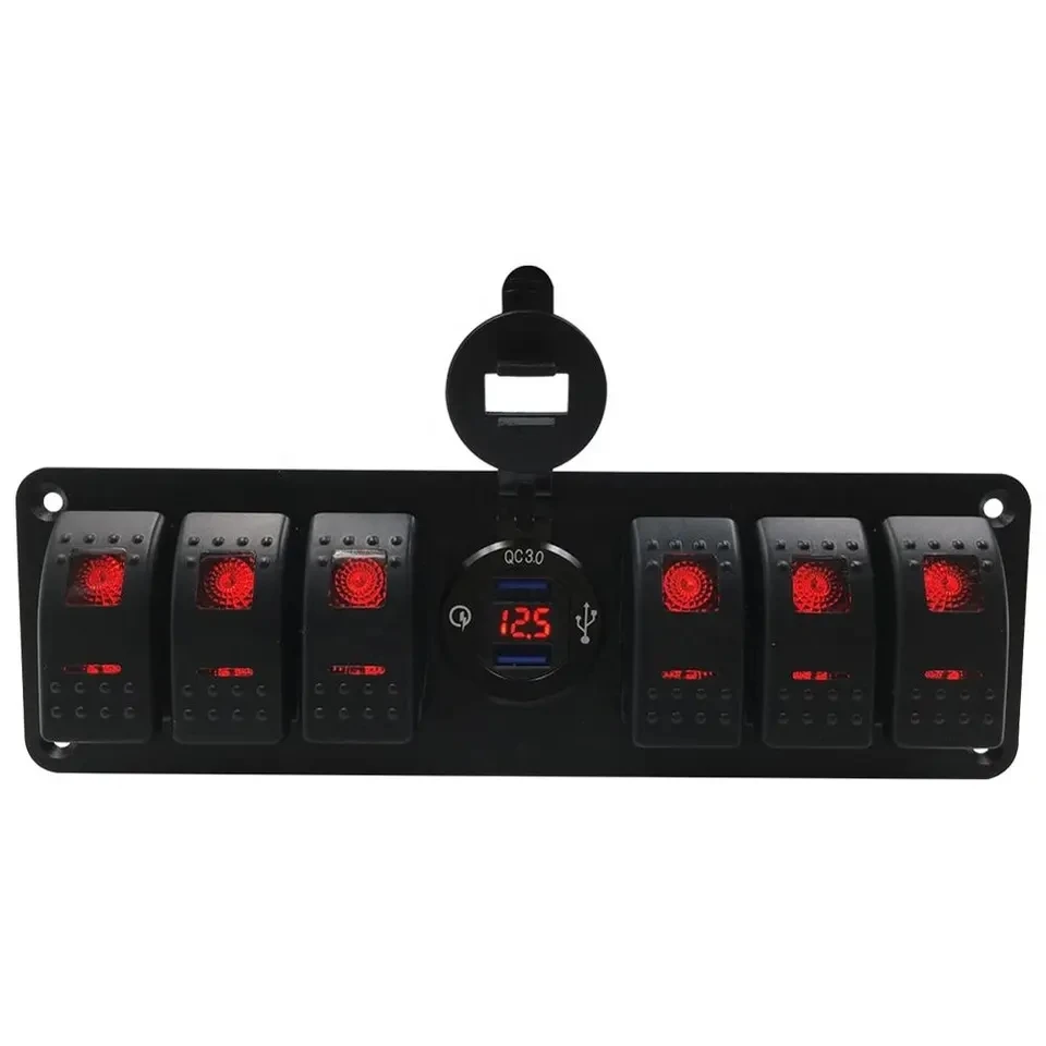 7 Gang Rocker Switch Panel Waterproof Circuit Breaker +aluminium Qc3.0 ...