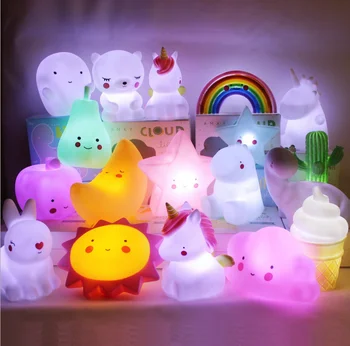 3D Unicorn cartoon night lights LED bedroom bedside lamp children luminous toy custom