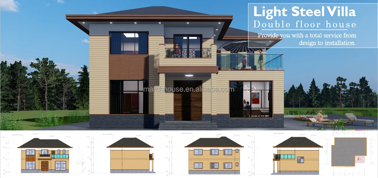 Luxury Prefabricated Villa Tiny Modern House Light Steel Frame Villa ...