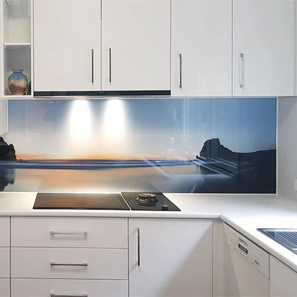 Lacquered Glass Kitchen Splash Back Custom Printed Landscape Splashbacks Tempered Toughened Thermal Glass