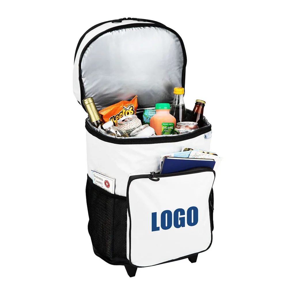 Roomy Rectangular Leakproof Insulated Outdoor Picnic Soft Wheeled Trolley Cooler Bag,rolling Cooler Bag