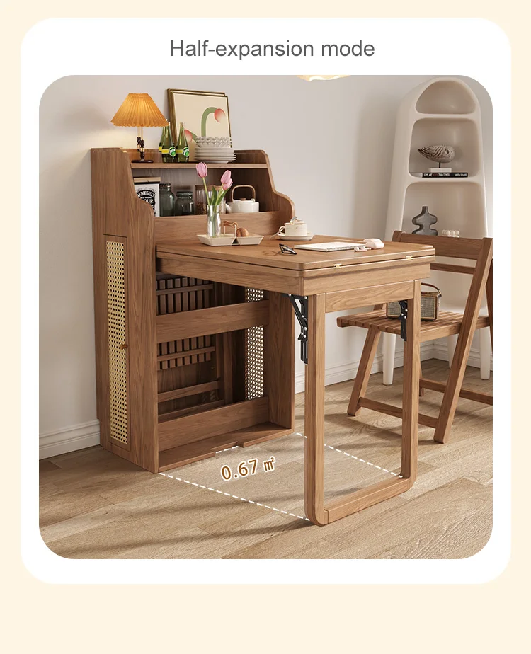 MOMMAHOME Table Cuisine Extensible 80x40/80cm - Chêne Rustique/noir Pliable