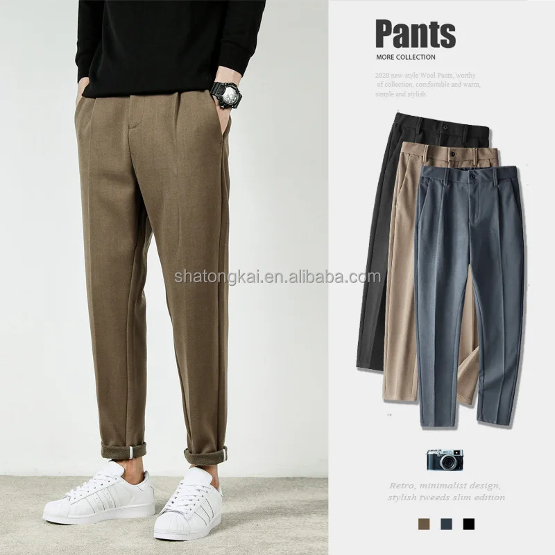 Men Fashion Slim Fit Casual Brand Business Blazer Straight Dress pants  slimming Trousers