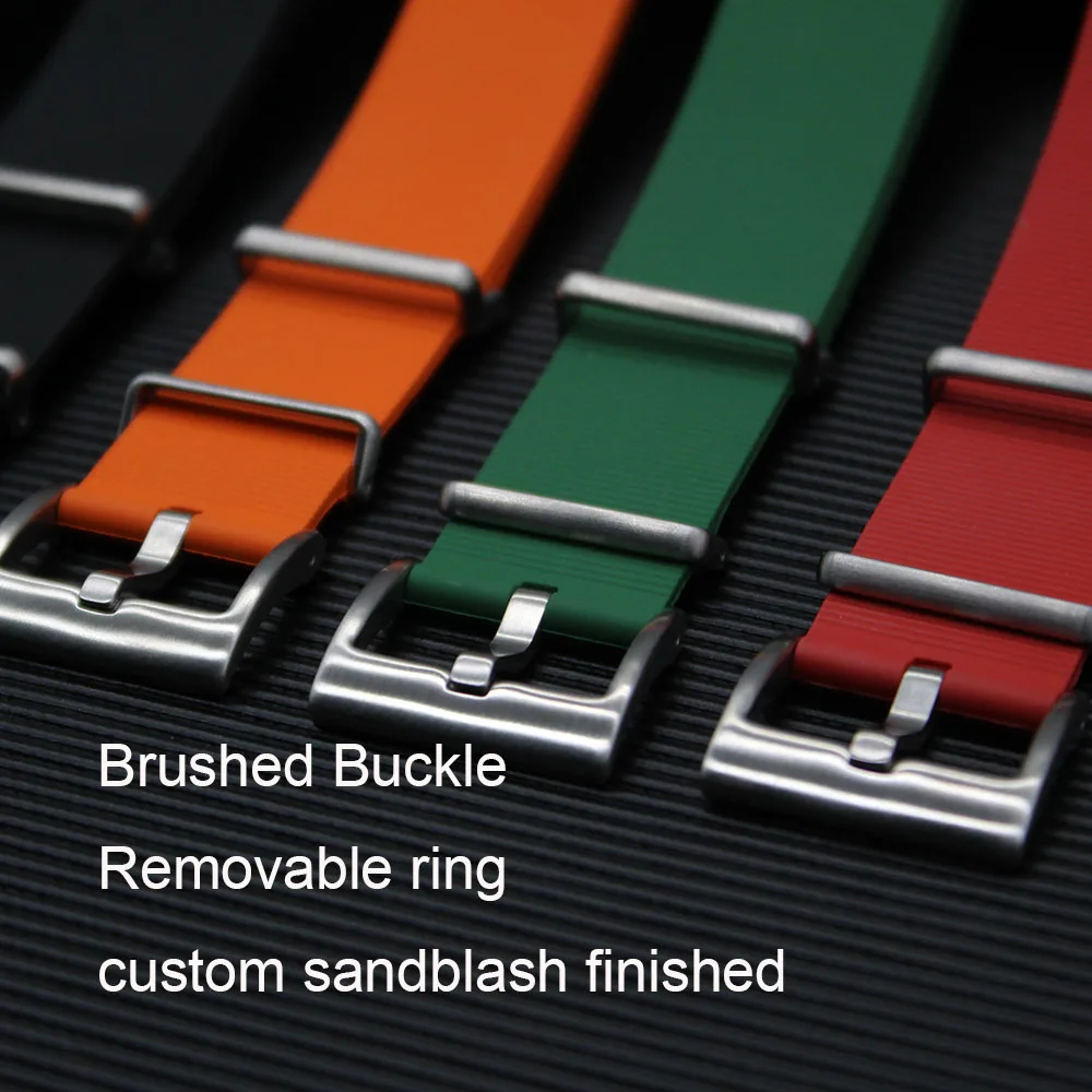 Smoothy Single Pass FKM Rubber Watch Band 20mm One Piece