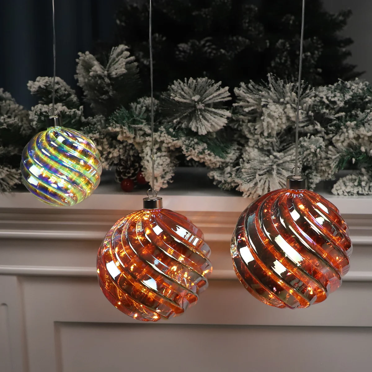 customized christmas glass ornaments elegant glass ball with battery large christmas baubles