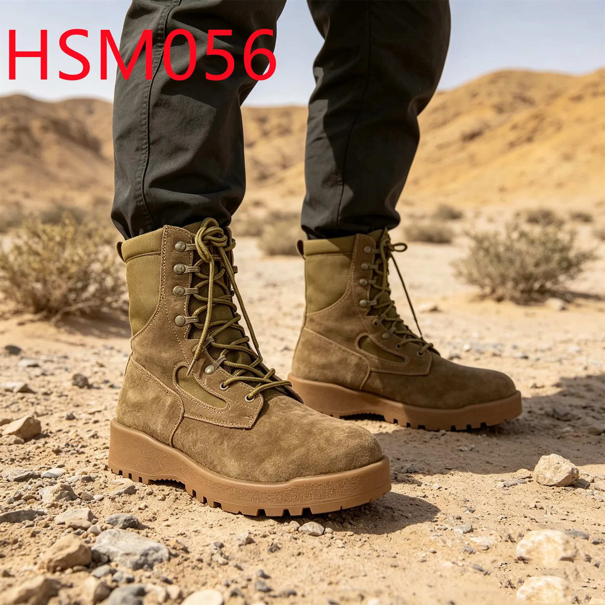 HY,Factory Price Water-repellent Nylon Fabric Hua Singh Combat Boots Field Operation Anti-shock Rubber Sole Desert Boots HSM056