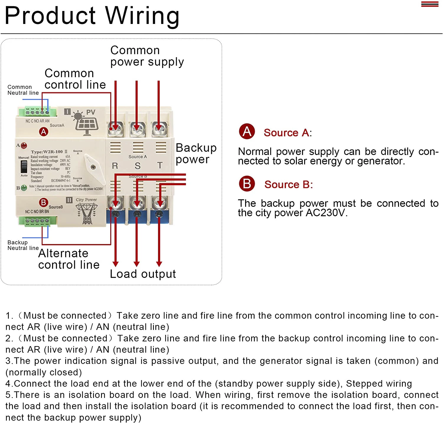 Source Nofuel W2R Mini ats interruttore di trasferimento automatico on-Grid  a fotovoltaico per batteria solare Din Rail dc breaker per solar 2/3/4 P on  m.alibaba.com