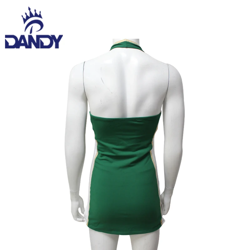 Green Design Cheerleading Dance Uniform Competition Women Diamonds Straight Dress