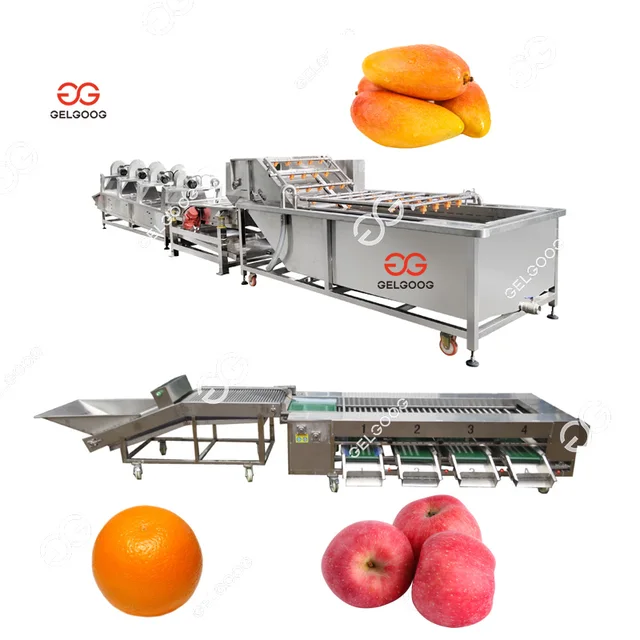 3T/H Bubble Fruit Washer Grading Line Orange Wash Dryer Cleaning And Sorting Apple Cleaner Drying Waxing Mango Washing Machine