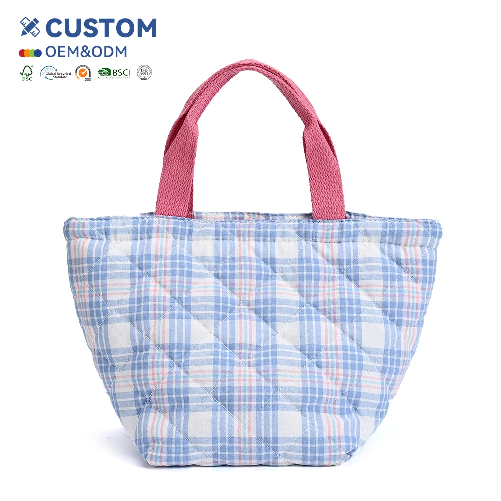 Colorful Promotional Cotton Quilting Insulated Bag Wholesale Aluminum Foil Thermal CottonTote Bag With Drawstring