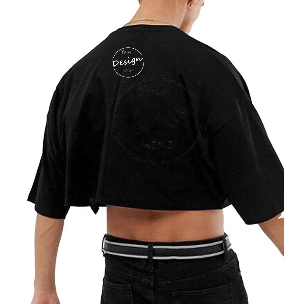 JL0609A Wholesale Soft Cotton Tee Shirt Screen Printing Cropped Boxy T Shirt Men Drop Shoulder Oversized Crop Top T-Shirt Mens