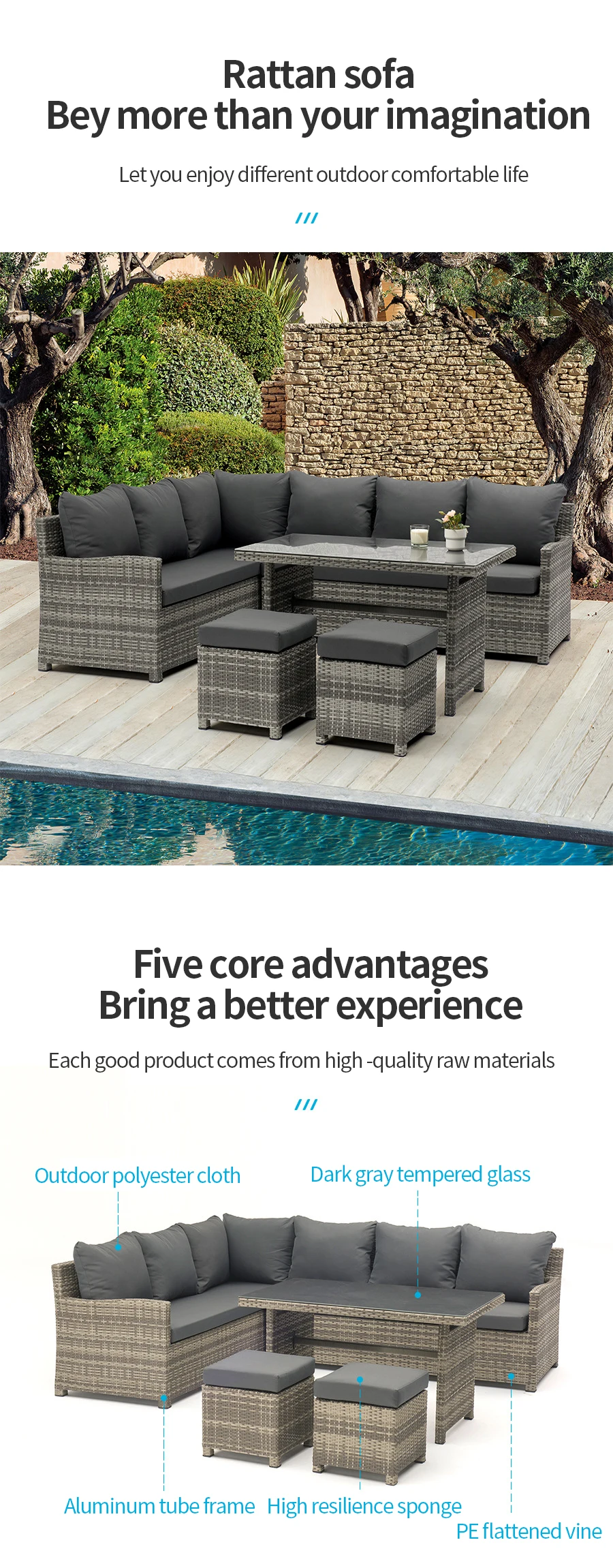 Garden Sets Outdoor Furniture Chair Outdoor With Umbrella Plastics 4