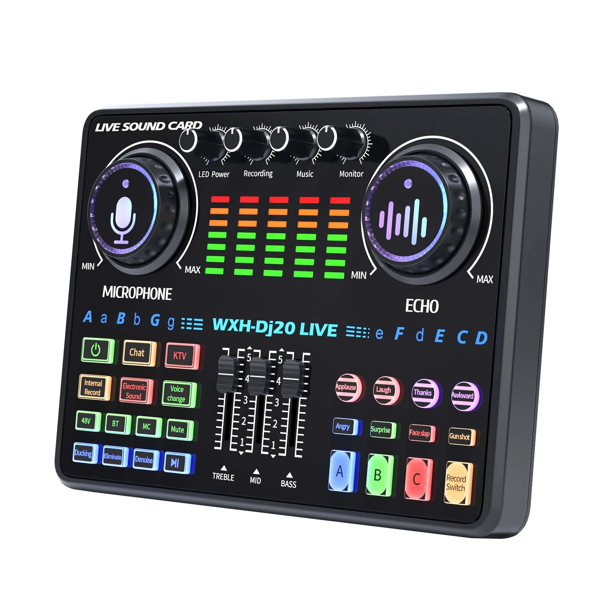 Alibaba.com: DJ20 Live Sound Card Audio Mixer, features noise