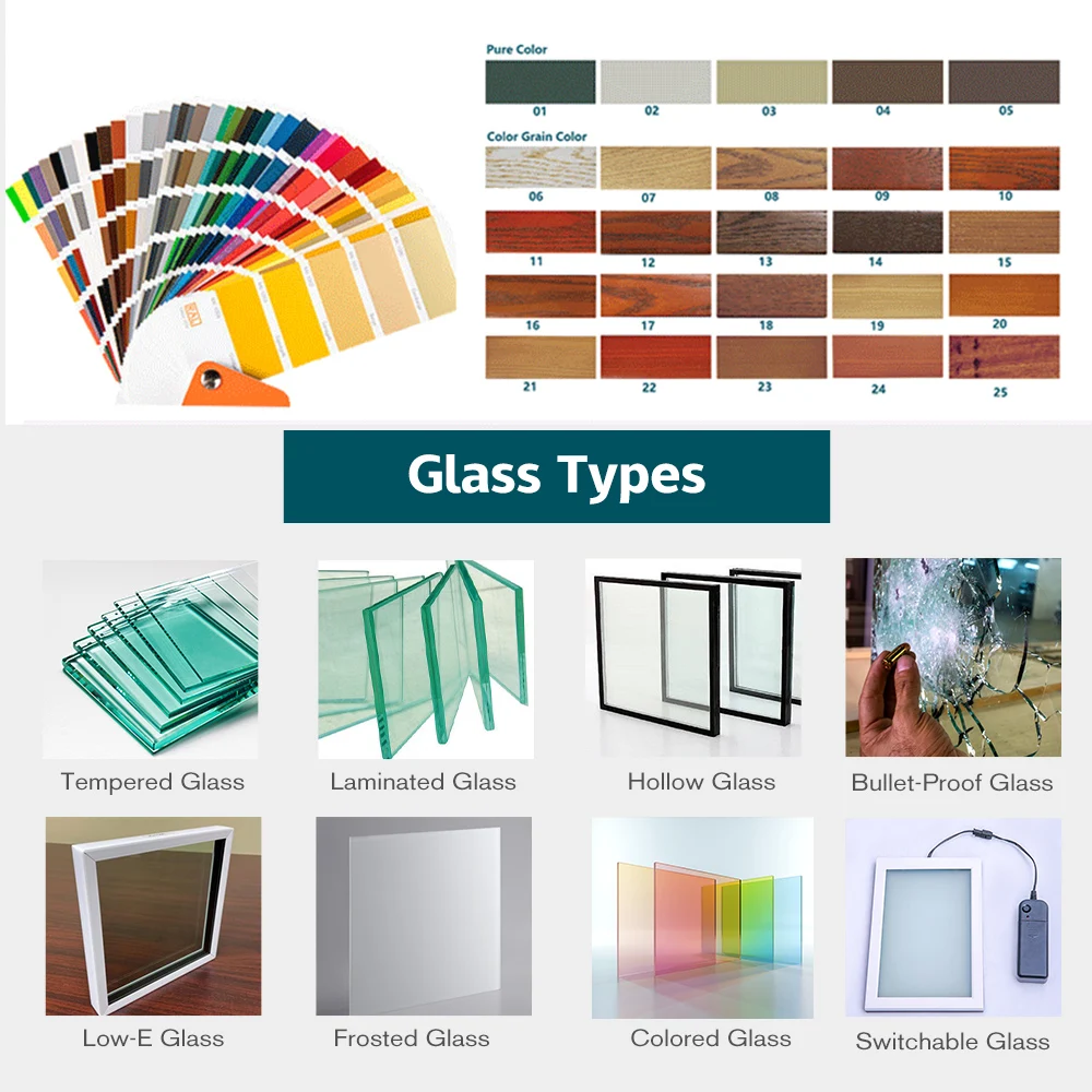 Customized Prefabricated windows and Doors Aluminium Frame House Villa Apartment Casement Window with Double Glass for Sale