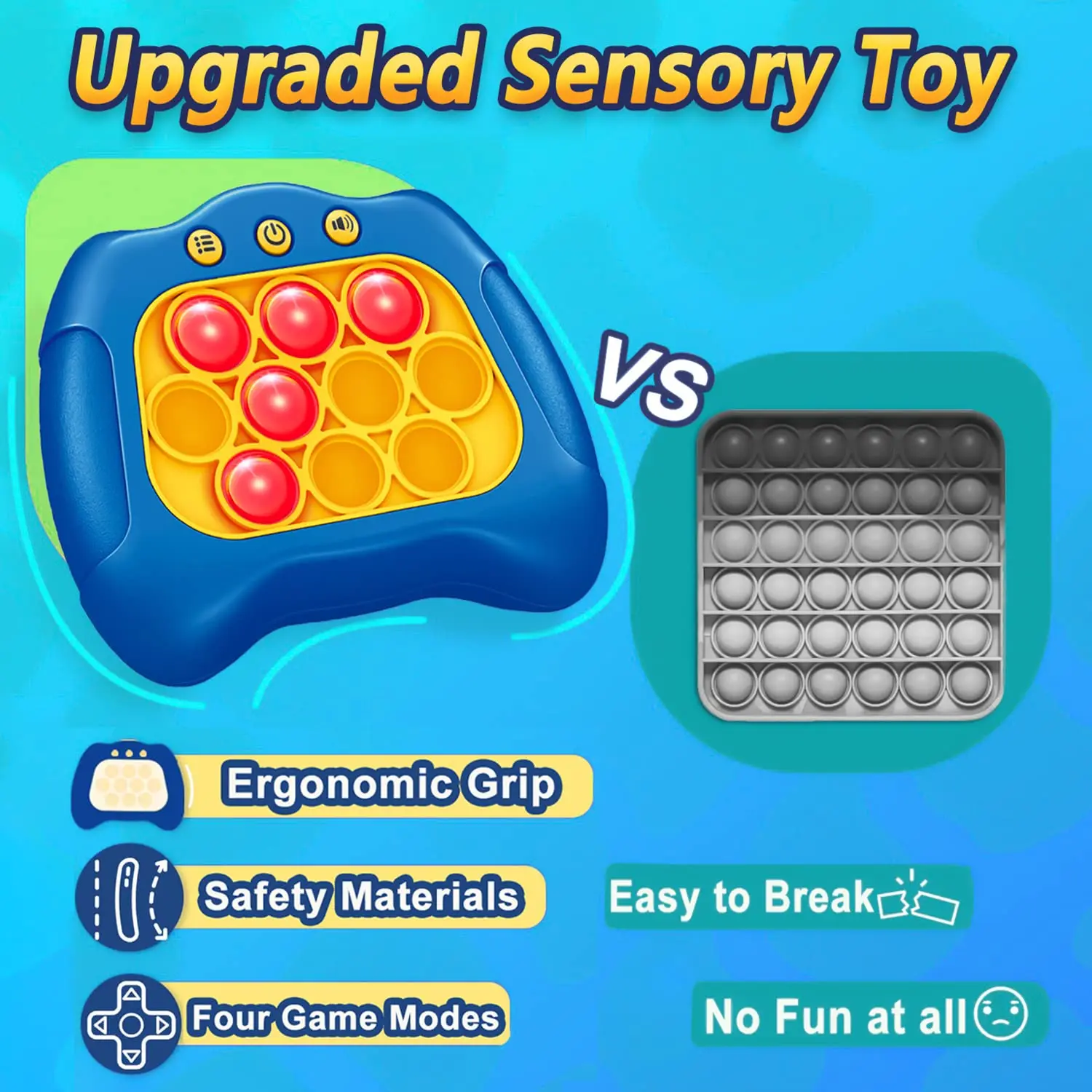 Hot Pop Quick Push Bubble Game Console Light up It Pro Electronic Popping Machine Sensory Fidget Toy for Kids