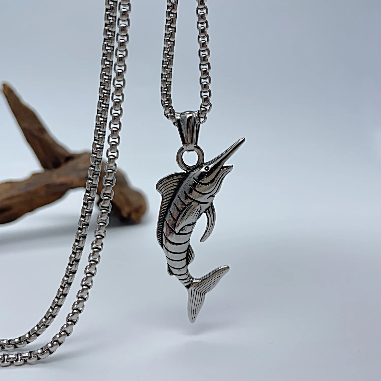 Pendentif En Argent Sterling Avec Opale De Gilson Et épée-volante (Swordfish) - Modèle 8923D, Neuf Avec étiquettes