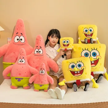 20/35/50cm Kawaii Sponge Patrick Star Stuffed Animal Doll Bob Plush Toys Cartoon Bob Patrick Star Plush Figure Doll Kids Gift