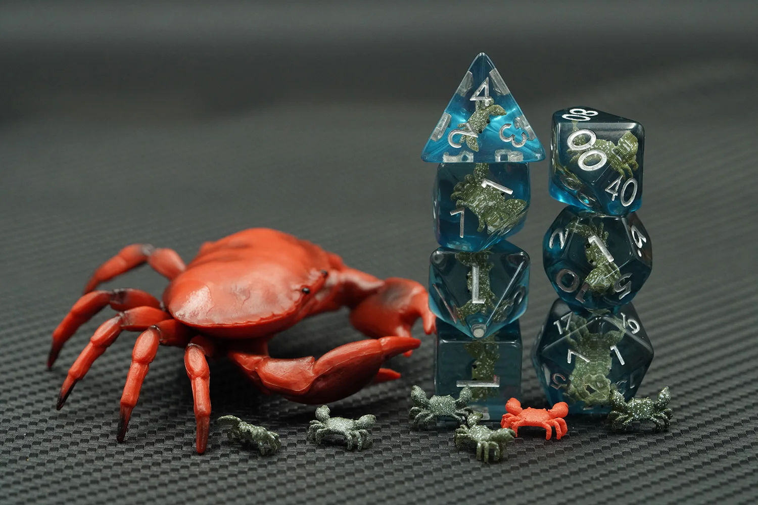 Customizable Logo 7pcs DND Crab Resin Soft Edge Dice Set Polyhedral Polyhedron Square Shape Plastic Acrylic for Board Games details