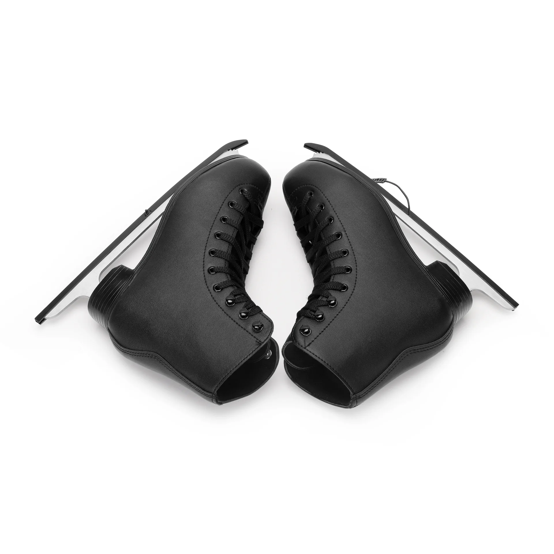Durable Leather Figure Ice Skating Shoes Custom Logo Black and White Dance Skating Rink Rental Ice Skates for Winter