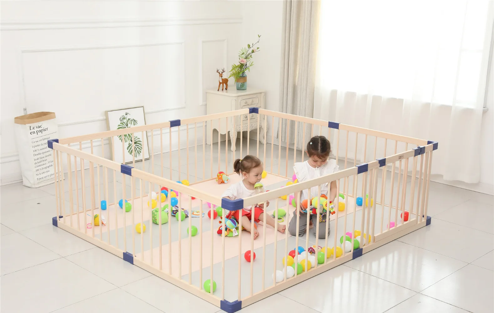 Customizable Indoor Child Play Activity Center Natural Pine Wood Baby