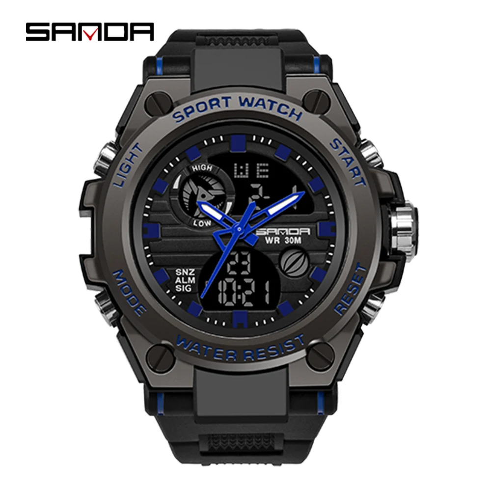 SANDA Men's Fashion Sports Military Watches Waterproof Men's Auto Date  Digital Quartz Dual Display Watch | Lazada PH