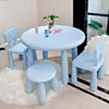 Blue round table 2 small back 1 round stool
