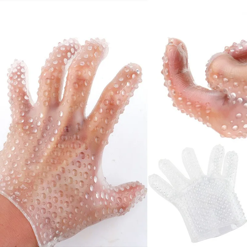 Free Custom Box - Soft Glue Strap on Finger Spiked Gloves Sex Toy Women Vaginal Anal Massage Couple Game Tools