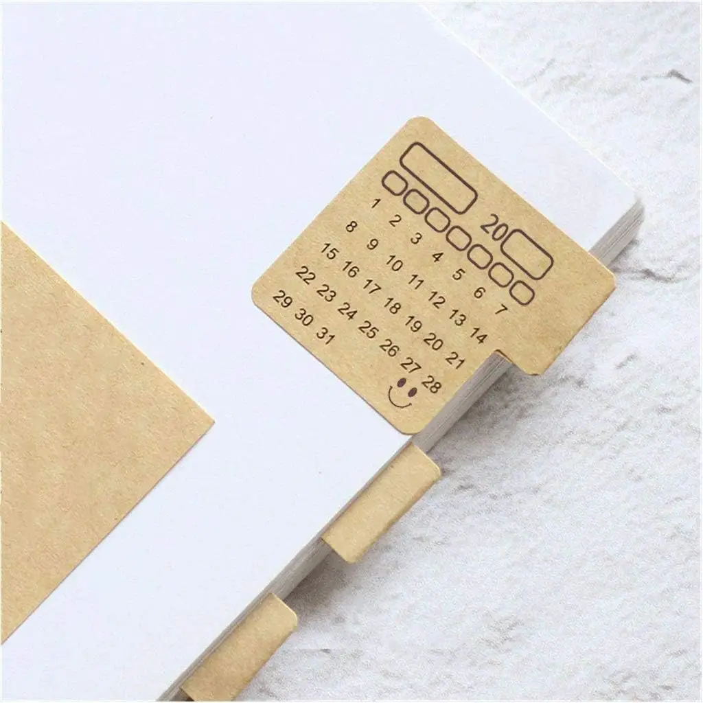 Universal Handwritten Brown Kraft Paper Monthly Calendar Sticky Labels