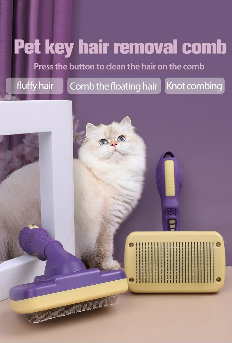 Factory Wholesale Custom Logo Self Cleaning Cat Pin Hair Brush Dog Pet Grooming Slicker Brush