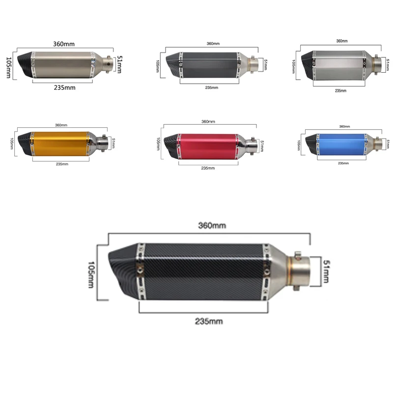 Latest Universal 51mm Dirt Bike Exhaust Muffler Good Quality Aluminum Alloy Motorcycle Muffler for Motocross ATVs Noise New
