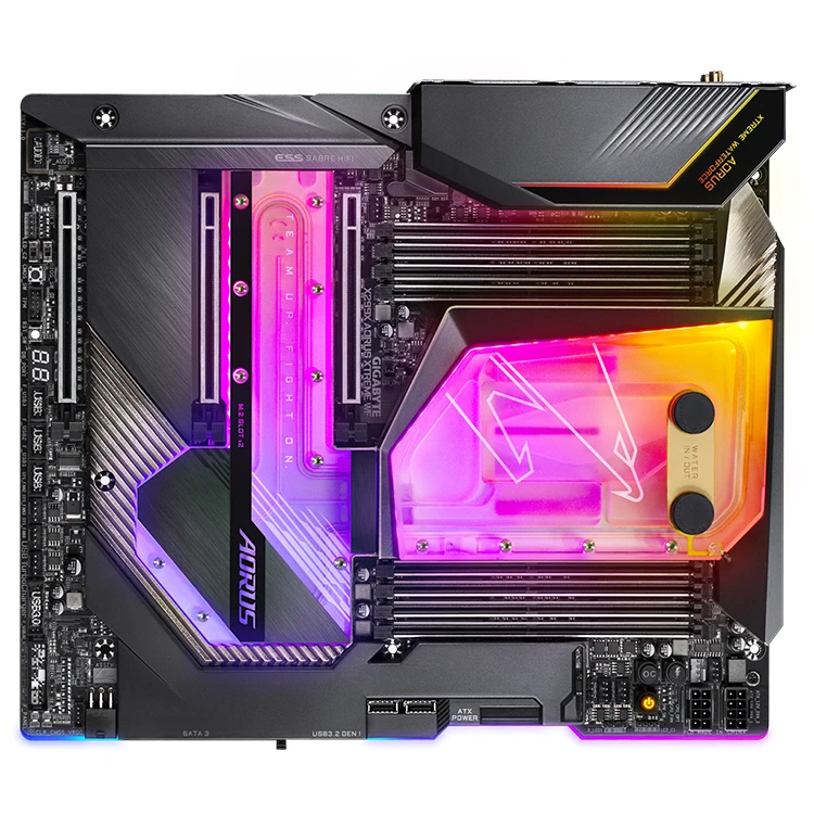 Used GIGABYTE X299X AORUS XTREME WATERFORCE with Intel X299 Chipset LGA 2066 Socket Gaming Server Motherboard