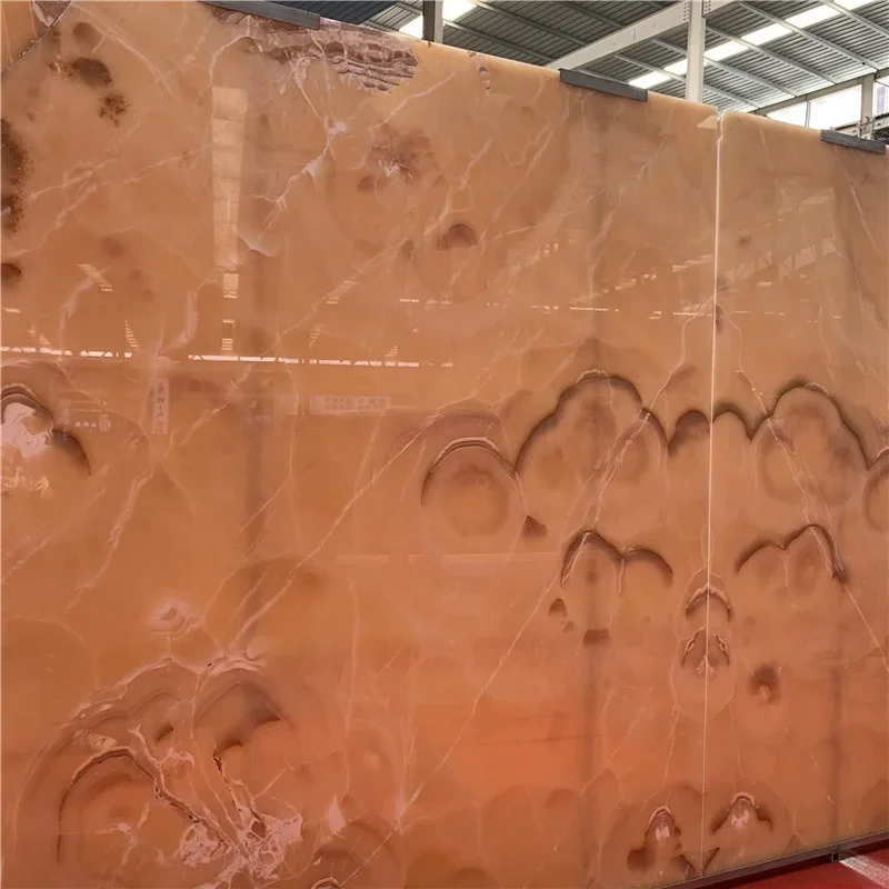 product natural translucent tile brown onyx marble slab for countertop and background wall-4