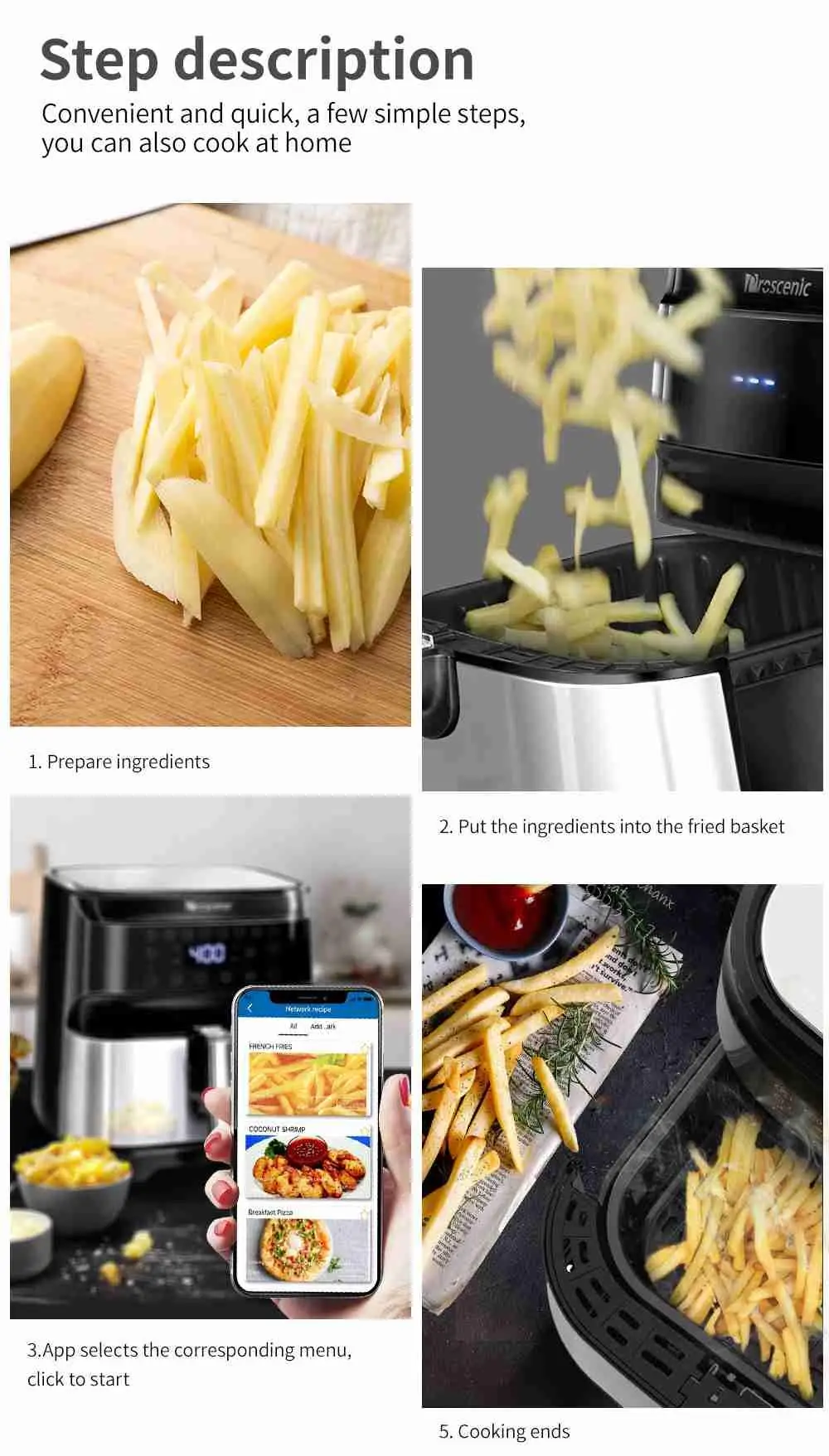Smart Air fryer Proscenic T21 App & Alexa Control 1700 Watt Electric Air Fryers Oven&Oilless Cooker automatic appliances
