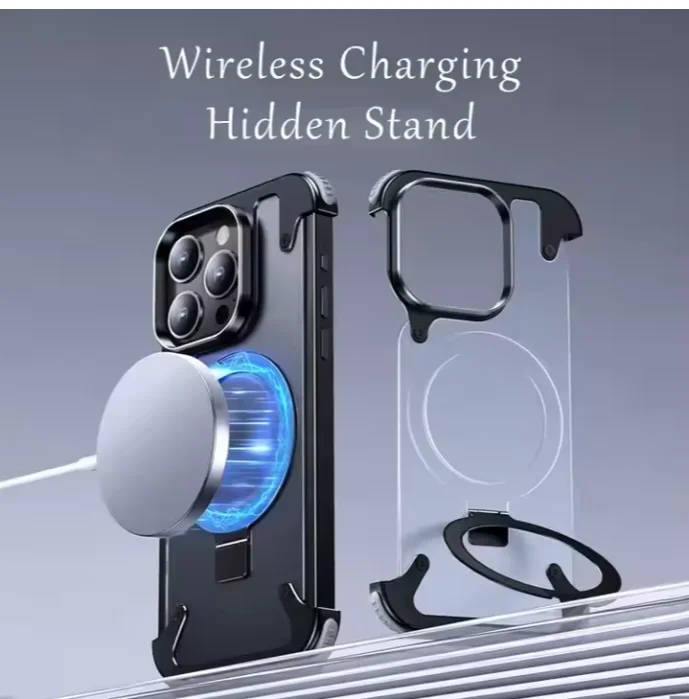 product laudtec wireless charging adapter for iphone 16 pro max cover impact resistant business case hidden metal stand mobile case-5