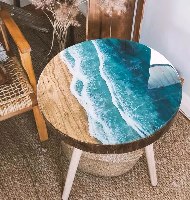 Table basse rivière d'époxy noir