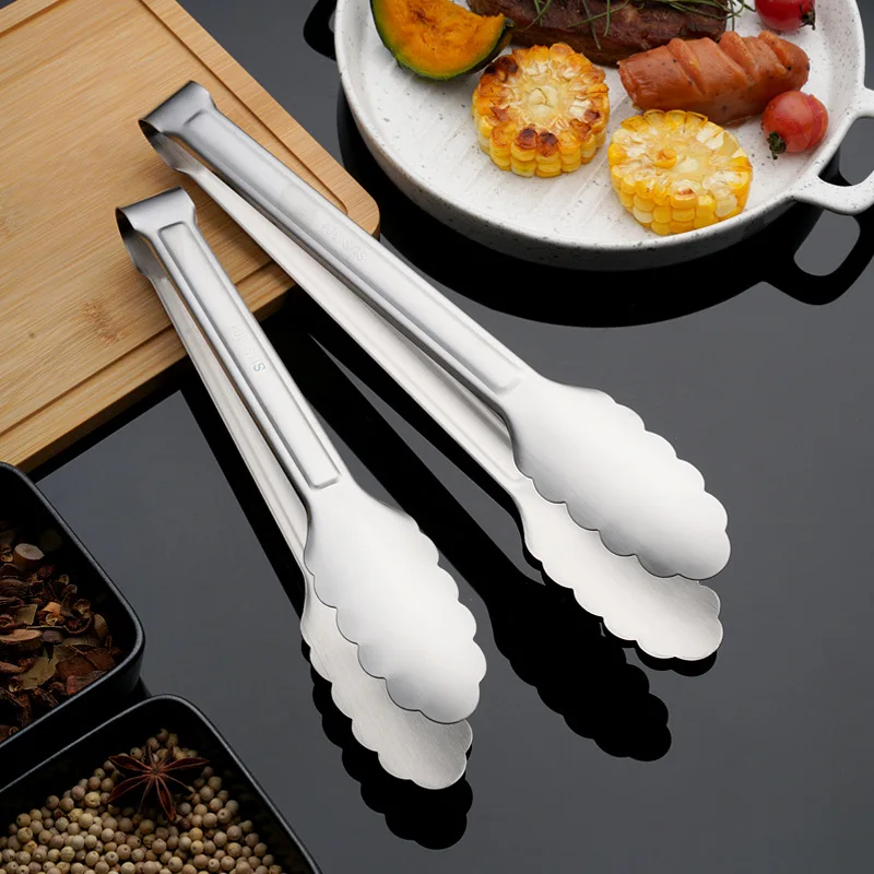 9-12 Inch Stainless Steel Kitchen Cooking Tongs Metal Serving Salad Clipe De Pao Utensils Clip for BBQ Outdoor Picnic