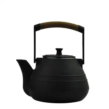 High quality 1400ml black chinese style cast iron teapot enamel coated teapot for sale