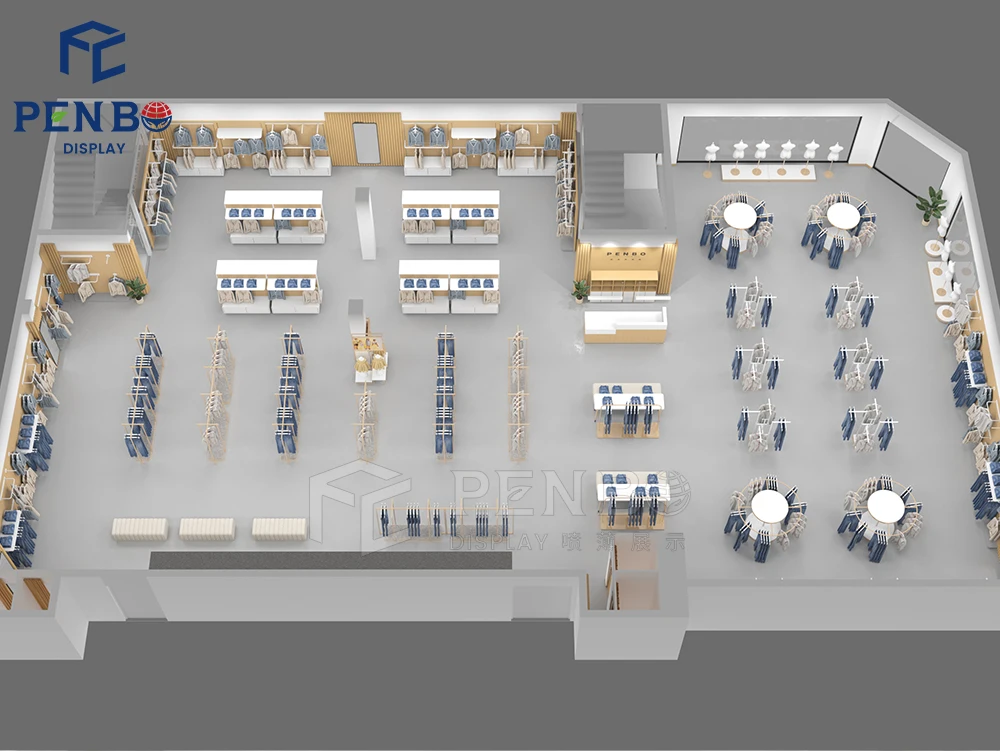 Modern Retail Garment Clothing Store Layout Design Commercial 3D ...