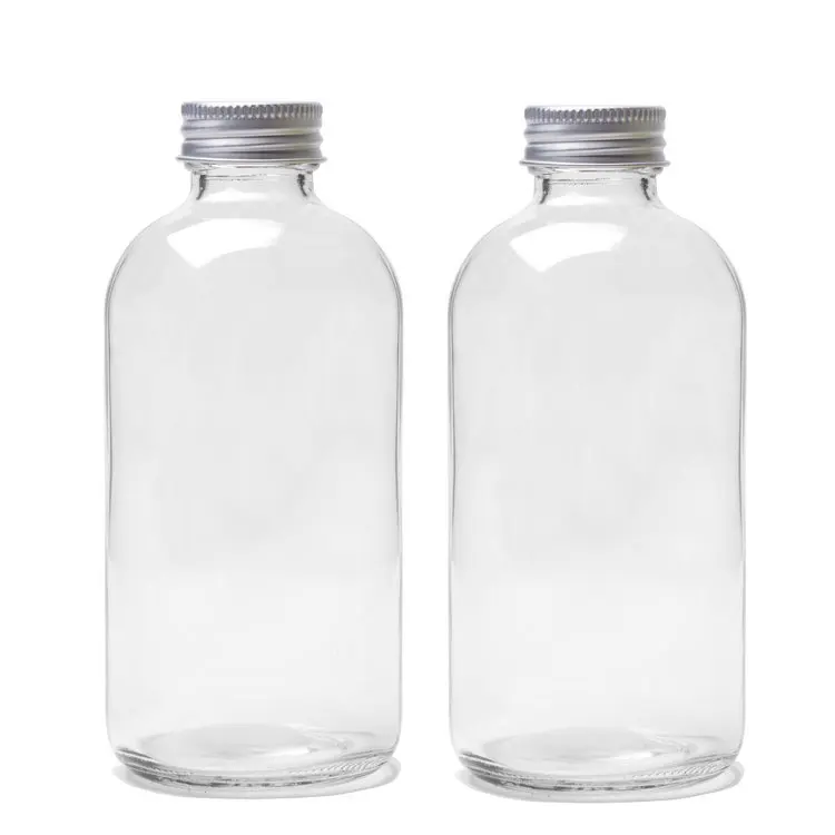 Download 8oz Clear Boston Round Glass Bottle 250 Ml With Silver Aluminum Cap Buy Round Bottle Glass Bottle 250 Ml Round Glass Bottle 250 Ml Product On Alibaba Com