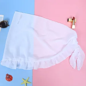 2026 Cross-Border Brazilian Style Mesh Bikini XL Brazilian Bikini Bottom Breathable Swimsuit Ruffle Cover-Up Wrap Skirt Solid 1