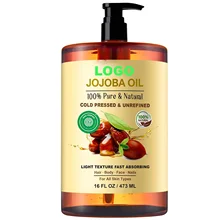 OEM Organic Jojoba Oil 16 Fl oz Cold Pressed Unrefined Essential Body Hair Oil Carrier Deeply Pore-Penetrating Natural Pure
