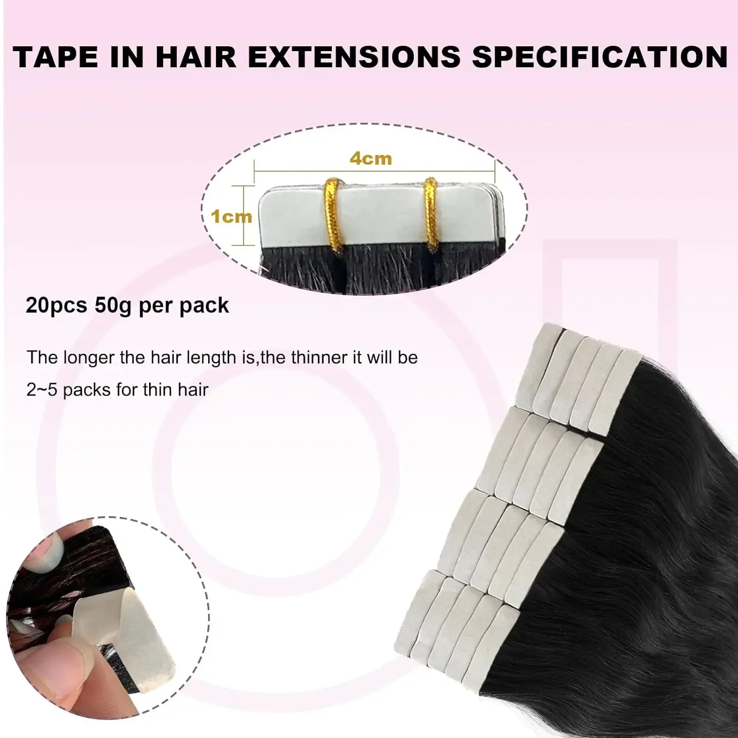 Brazilian Remy Human Hair Extensions Skin Weft Adhesive Glue Straight Tape In 100% Real Hair 50G 20 Pcs_voghion.com