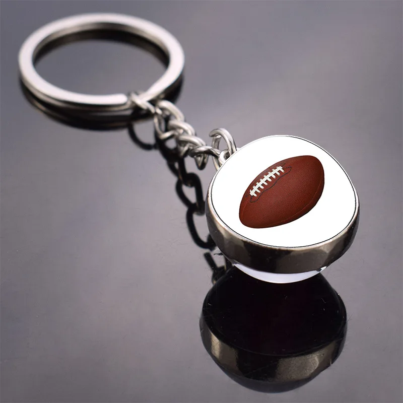 Football ring glass ball chain ring Basketball Volleyball baseball tennis ornament Foreign trade Wholesale
