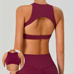 Roregal Quick-drying Hollow Out Back Yoga Bra Outdoor Fitness Wear Women's Running Tight Sports High Support Sports Bra