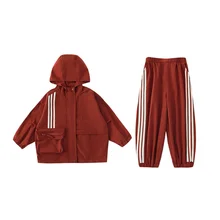 YOEHYAUL Spring Suit New Arrival Baby Boys Red Jacket Solid Sweatpants Wholesale Kids Boys Sports Casual Sweatshirt Set