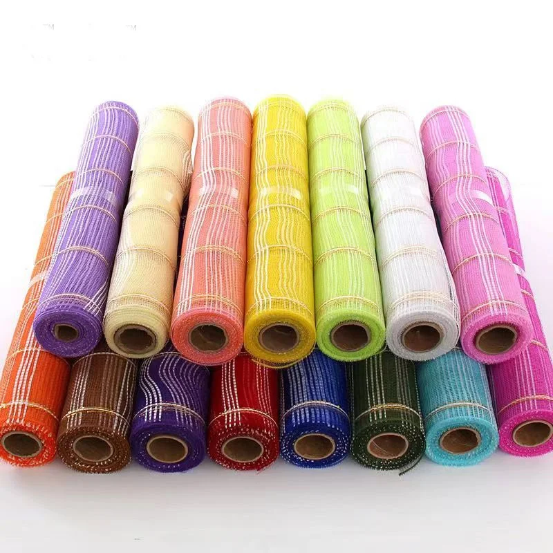 Wholesale 53CM x 10Y Design Polyester Mesh Gift Floral Bouquet Wrapping Paper Roll For Flower