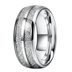 Coolstyle Jewelry 8mm Imitated Meteorite Inlay Fashion Engagement Wedding Band Tungsten Carbide Finger Ring for Men Women